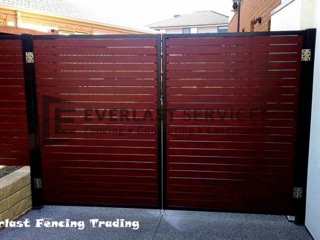 DG8 - Black Frame + Jarrah Slats Double Gate - Laverton