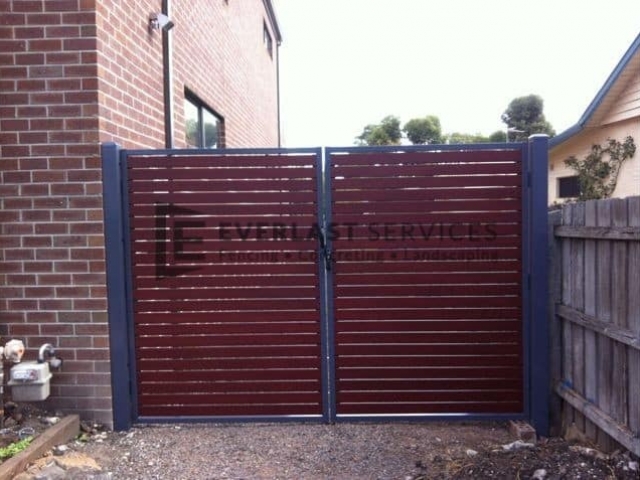 DG9 - Bluestone Frame + Jarrah Slats Double Gate - Werribee