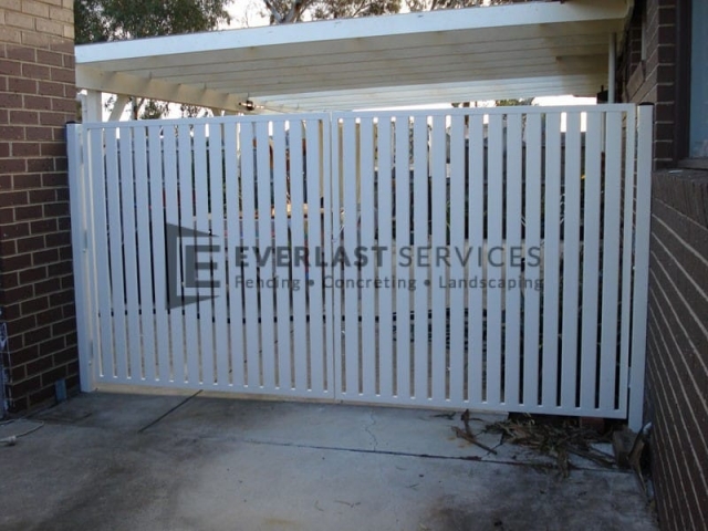 DG10 - Pearl White Vertical Slats Double Gate - Werribee