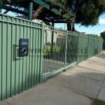 SF3 - Green Oxley Ring Steel Fencing With Mailbox Side View