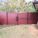 SS71 - Aluminium Slats Single Gate with 3 x Fence Panels (Indian Red Post and Frame with Jarrah Slats)