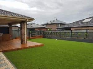 Synthetic Grass with Raised Cladded Garden Boxes